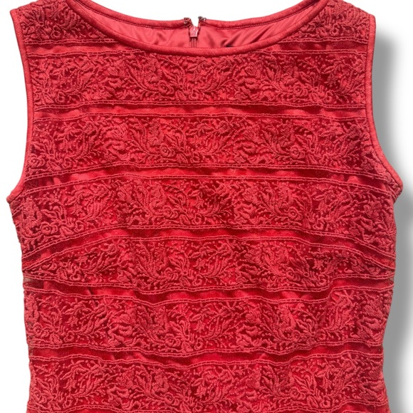 Tadashi Shoji Women’s 8 Lace Embroidered Fully Lined Sheath Coral Midi Floral - Picture 3 of 8